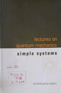 Image of Lectures On quantum Mechanics Simple Systems  volume 2