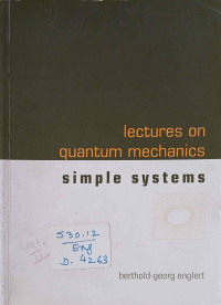 Image of Lectures On quantum Mechanics Simple Systems  volume 2
